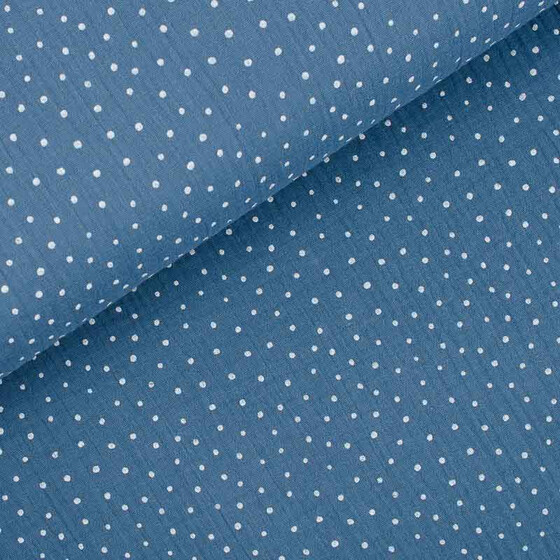 Jeansblau mit weißen Punkten